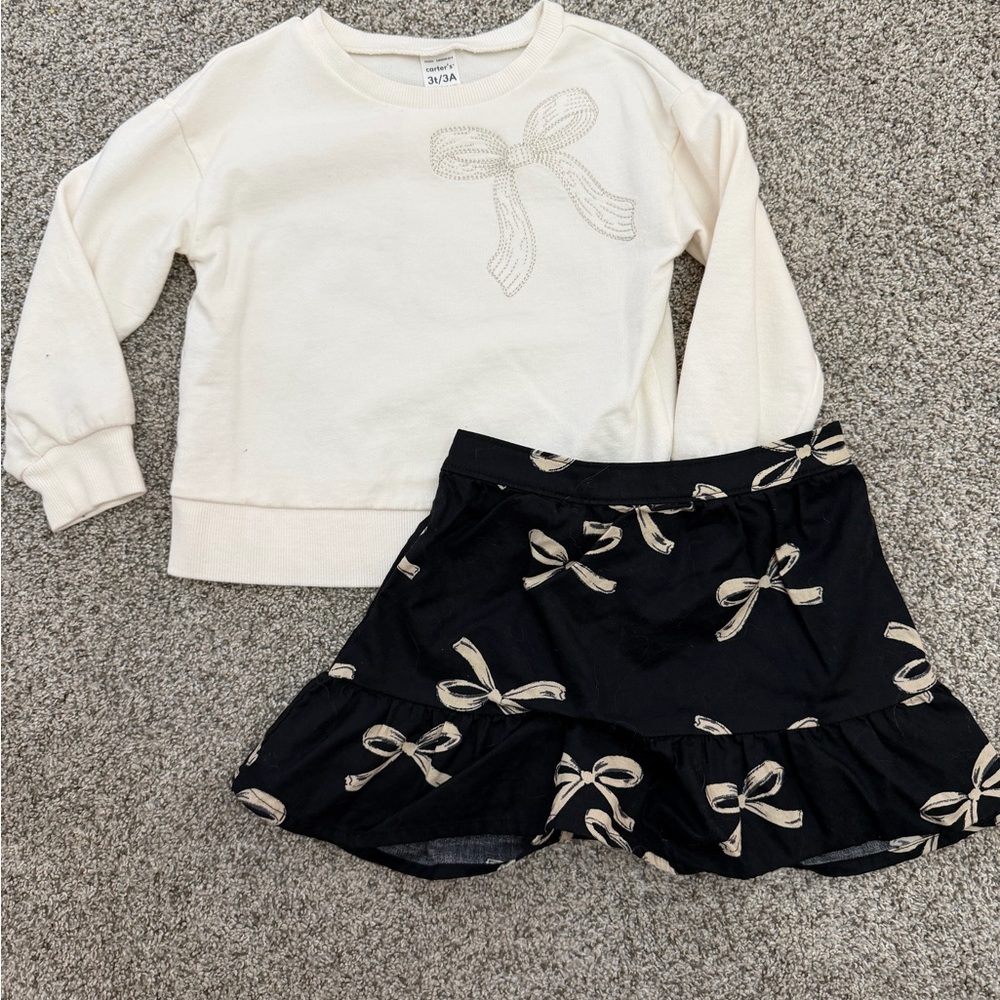 Carters matching bow skirt and sweatshirt set